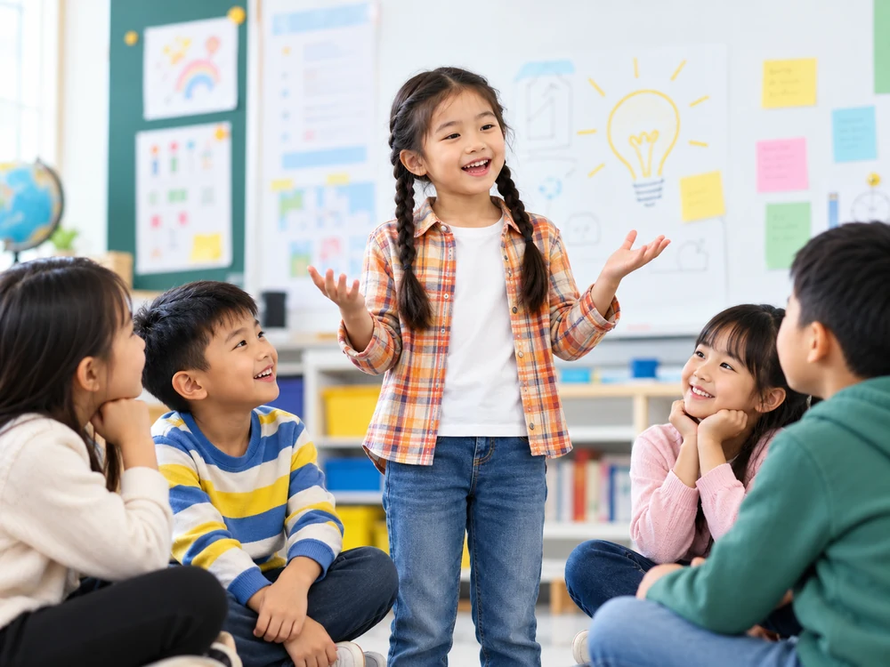 A group of children learning and sharing together